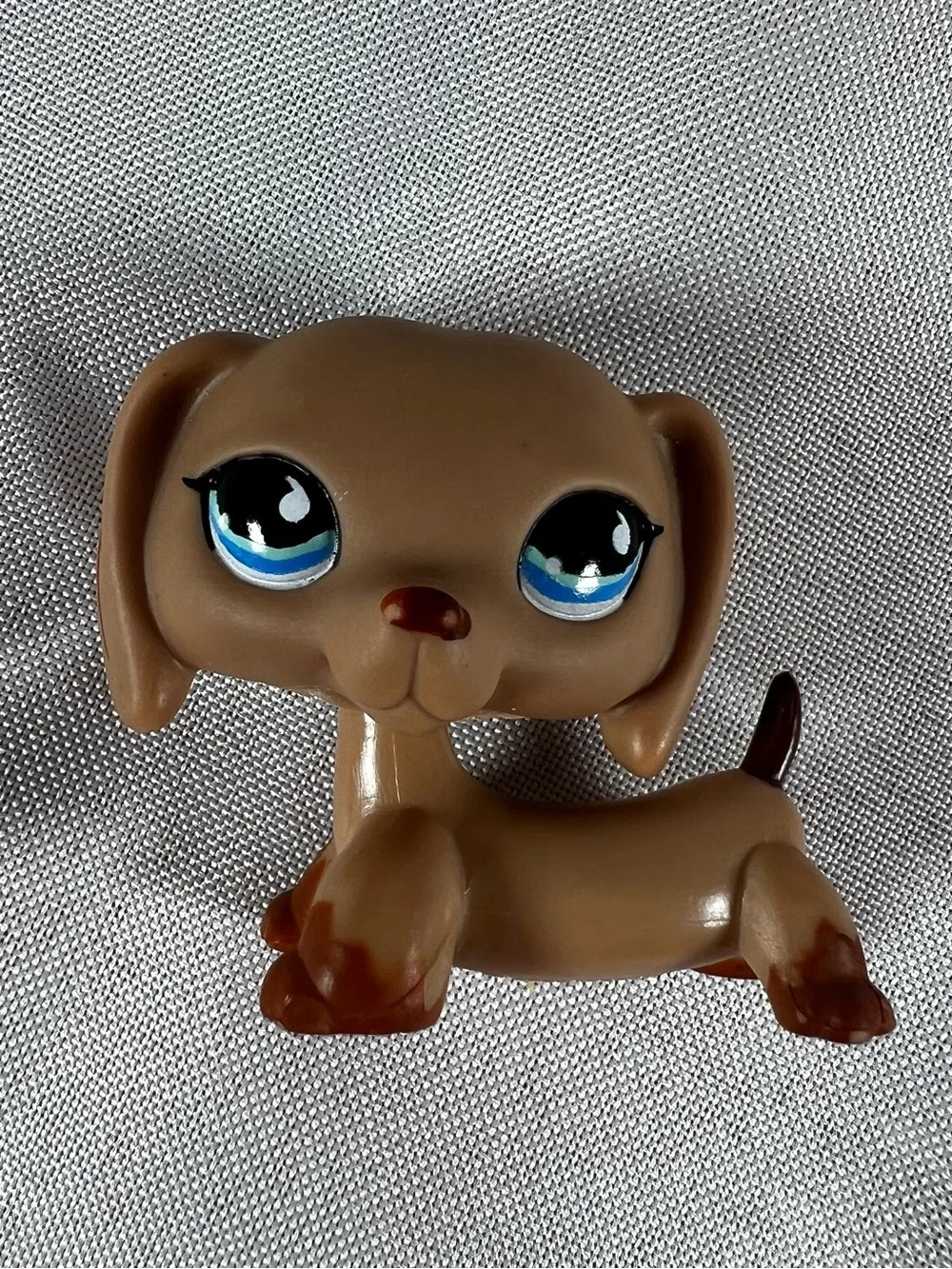 Authentic LPS #518 Brown Dachshund Dog Blue Teardrop Eyes Vintage Hasbro